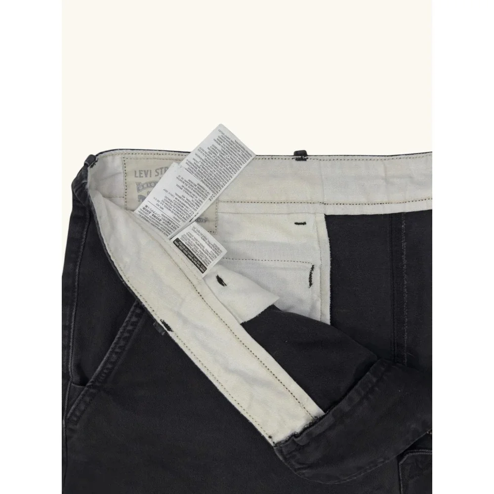 Levis Mens Chino Pants Faded Black Straight Leg Casual Trousers W37 L31
